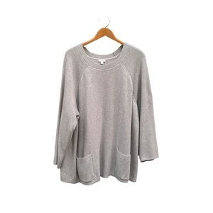 J Jill Grey Tunic Sweater Pockets Speckle Weave Plus Size 3X